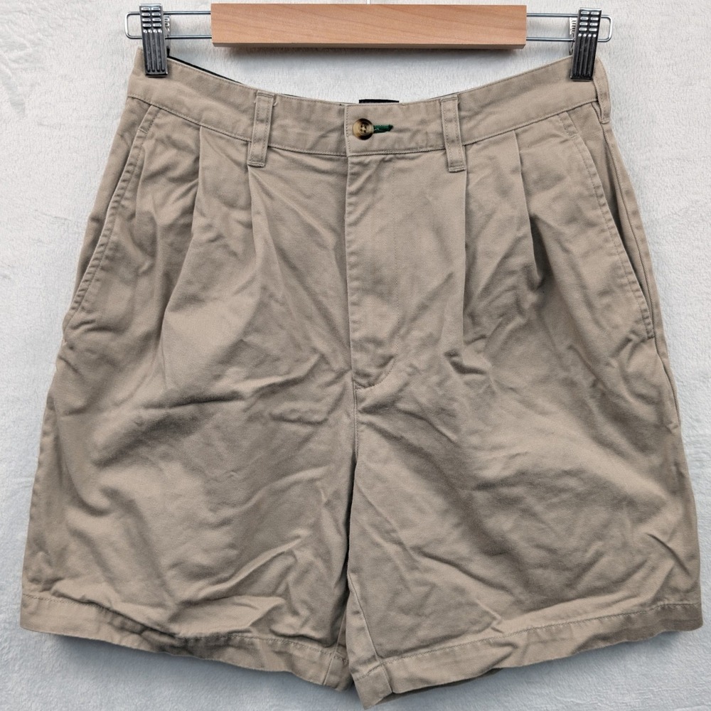 VTG Tommy Hilfiger Shorts Mens 29 Golf Tan 7" Pleated Chino High Rise Preppy Y2K